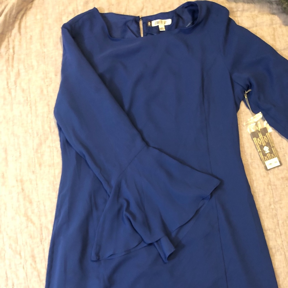 Blue Long Sleeve JLo Dress, Size 16 (NWT)
